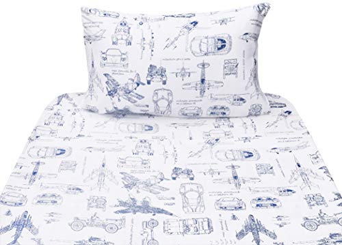 J-pinno Cars Tank Helicopter Aircraft Military Transport Vehicles Twin Sheet Set for Kids Boy Children,100% Cotton, Flat Sheet + Fitted Sheet + Pillowcase Bedding Set (Vehicle)