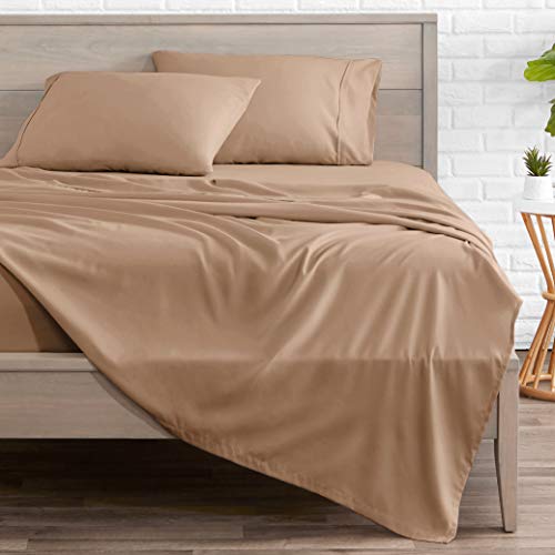 Bare Home Queen Sheet Set - Luxury 1800 Ultra-Soft Microfiber Queen Bed Sheets - Double Brushed - Deep Pockets - Easy Fit - 4 Piece Set - Bedding Sheets & Pillowcases (Queen, Camel)