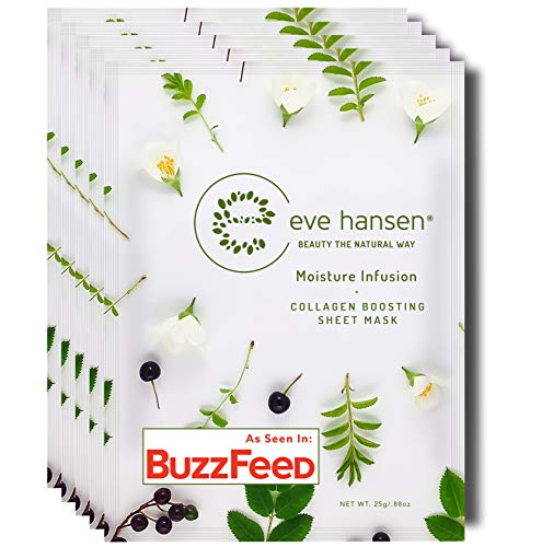Book Cover Eve Hansen Collagen Sheet Mask Set | Cruelty Free, Natural Hydrating Face Mask for Wrinkles and Dark Spots | 5X Facial Mask Sheet Face Masks