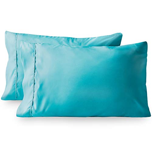 Book Cover Bare Home Microfiber Pillow Cases - Standard/Queen Size Set of 2 - Cooling Pillowcases - Double Brushed - Aqua Pillowcases 2 Pack - Easy Care (Standard Pillowcase Set of 2, Aqua)