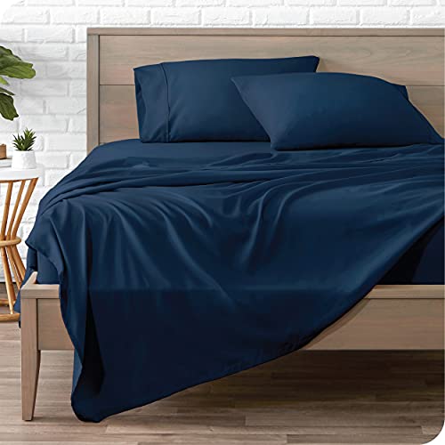 Book Cover Bare Home Twin XL Sheet Set - College Dorm Size - Premium 1800 Ultra-Soft Microfiber Twin Extra Long Sheets - Double Brushed - Twin XL Sheets Set - Deep Pocket - Bed Sheets (Twin XL, Dark Blue)