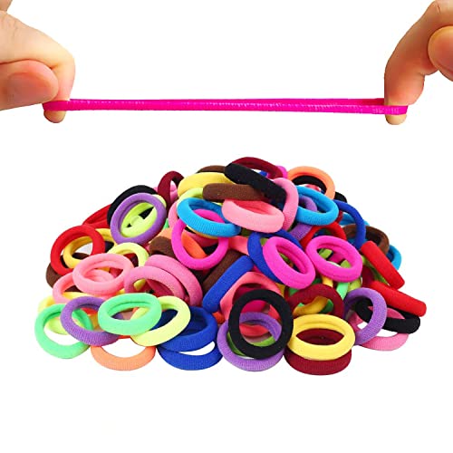 Dream Loom Hair Ties for Kids, 100pcs Small Rubber Hair Bands Elastic Ponytail Holders, Tiny Soft Hair Ties for Baby Toddlers Girls Hair Accessories Multicolor