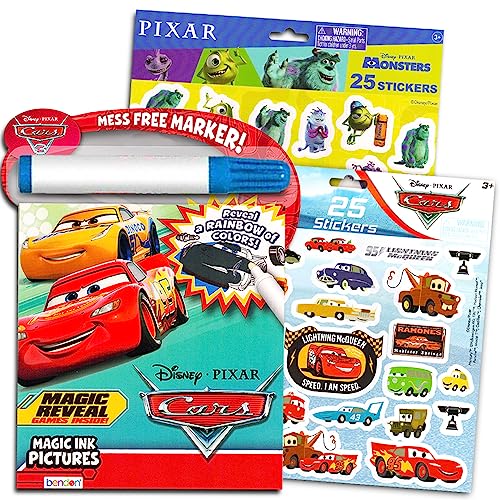 Book Cover Disney Cars Imagine Ink Coloring Book Set for Toddlers Kids - Bundle Includes Mess Free Coloring Book with Magic Invisible Ink Pen and Over 100 Stickers (No Mess Art)
