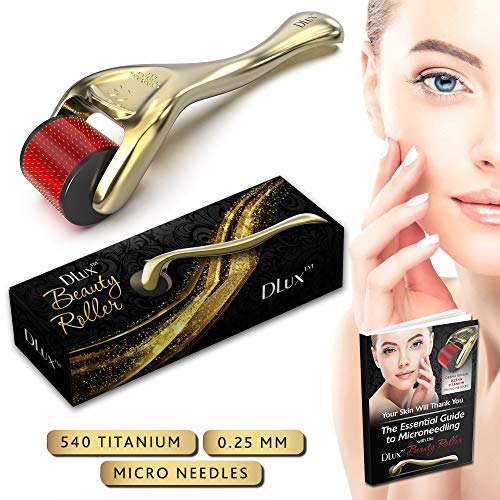 Book Cover Microneedle Derma Roller with Protective Kit and Ebook :: New 2019 Model :: Titanium 0.25mm Microneedles :: 540 Exfoliating Needles :: Micro Roller for Face ::