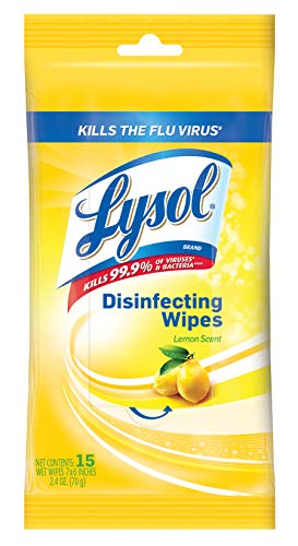 Book Cover Lysol Disinfecting Wipes, On the Go Travel Size, Lemon Scent, 6 Pack Value Size