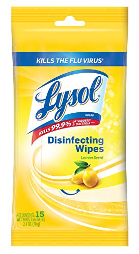Lysol Disinfecting Wipes, On the Go Travel Size, Lemon Scent, 6 Pack Value Size