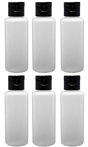 Natural Way Organics Travel Accessories Bottles with Flip-Top Lids (6-Piece Set) Shampoo, Conditioner, Lotion, Toiletries | Transparent, Heavy Duty Plastic | Empty, 2 oz.