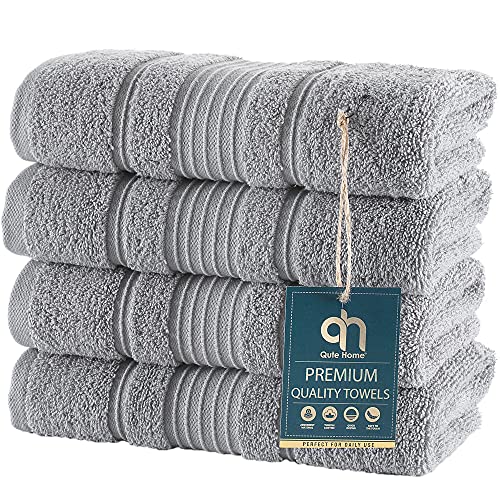 Book Cover 4 PACK Hand Towels Set | Premium Quality Luxury Turkish Cotton Absorbent AND Super Soft - SILVER GREY