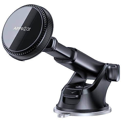 Magnetic Phone Car Mount, APPS2Car Phone Magnet for Car, Universal Stick On Rectangle Flat Dashboard Car Phone Magnet Mount for Cell Phones and Mini Tablets, Metal Alloy Construction (Rectangle Flat)