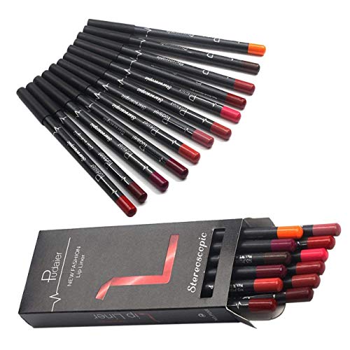 DC-BEAUTIFUL 12Pcs Lot Set 12 Colors Lip Liner Pencil Waterproof Non-marking Matt Velvet Lipstick Pen