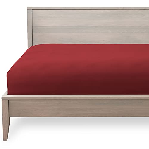 Bare Home Fitted Bottom Sheet Queen - Premium 1800 Ultra-Soft Microfiber - Deep Pocket (Queen, Red)