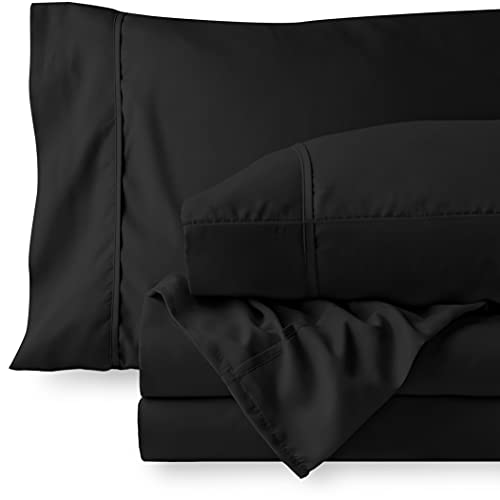 Book Cover Bare Home Queen Sheet Set - 1800 Ultra-Soft Microfiber Bed Sheets - Double Brushed Breathable Bedding - Hypoallergenic â€“ Wrinkle Resistant - Deep Pocket (Queen, Black)
