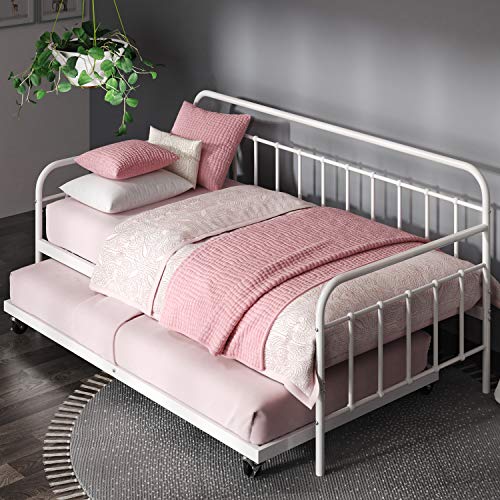 Book Cover Zinus FlorenceÂ Twin Daybed andÂ TrundleÂ Frame Set / Premium Steel Slat Support / Daybed and Roll OutÂ TrundleÂ Accommodate / Twin Size Mattresses Sold Separately