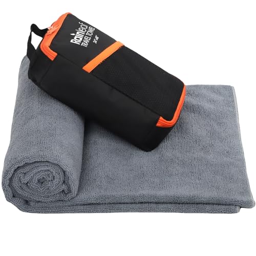 Rainleaf Microfiber Bath Towel Quick Dry Bath Swimming Towel,Oversized,Ultra-Compact,Super Absorbent,Washcloths for Bathroom, Shower,Travel,Backpacking-Gray 24'x48'