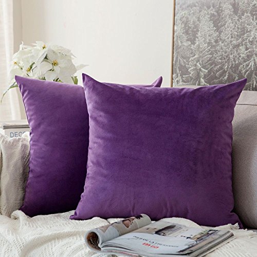 Book Cover MIULEE Pack of 2, Velvet Soft Solid Decorative Square Throw Pillow Covers Set Cushion Case for Sofa Bedroom Car 18 x 18 Inch 45 x 45 cm
