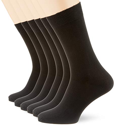 FM London Men's Dress Socks (Pack Of 6), Black, 6-11 UK (39-45 EU)
