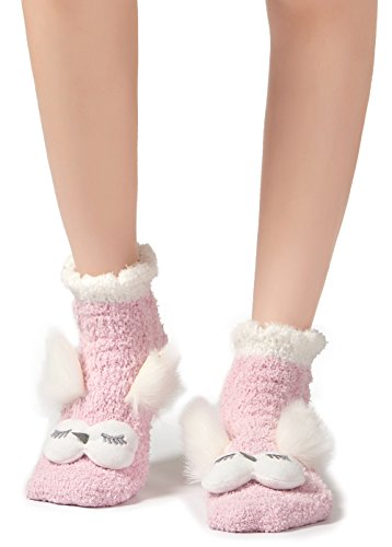 Leotruny Women's Winter Cute Animal Ankle Slipper Fuzzy Socks
