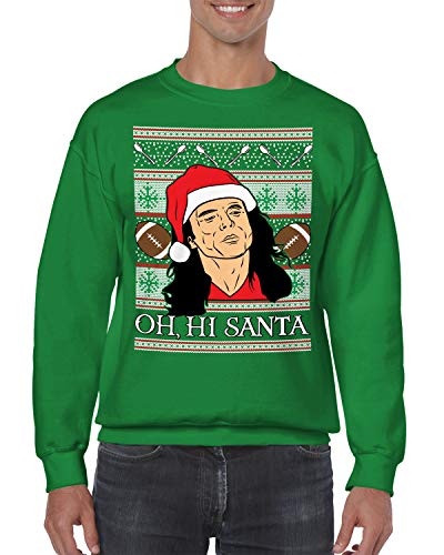 SpiritForged Apparel Oh, Hi Santa TW Ugly Christmas Crewneck Sweater, Kelly XL