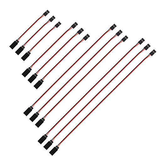 TecUnite 20 Pieces 3 Pin Servo Extension Cable Female to Male RC Cord Wire Connectors Remote Control Parts for Connection Board, 4 Sizes