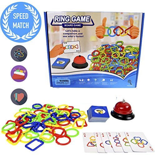 Board Game for Kids, A Brand New Concept of Speed Connect Game, 2018 New Design Speed Rings Game for Kids Adults Party Family Game, Colors and Shapes Match Game, Birthday Idea for Kids 5 Years and Up