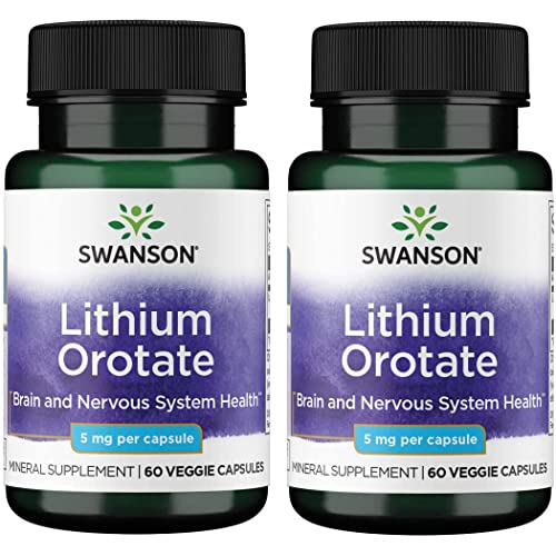 Book Cover Swanson Lithium Orotate Antioxidant Mood Emotional Wellness Behavior Memory Support Supplement 5 mg 60 Veggie Capsules (Elemental Lithium) 2 Pack