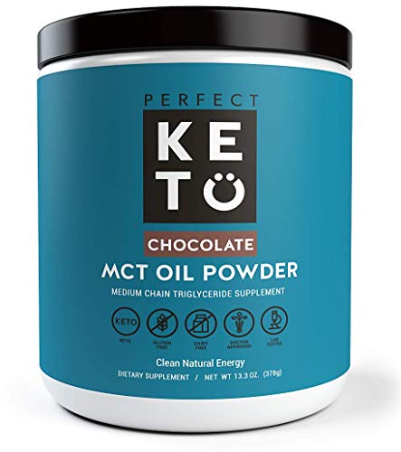 Perfect Keto MCT Oil Powder: Ketosis Supplement (Medium Chain Triglycerides, Coconuts) for Ketone Energy. Paleo Natural Non Dairy Ketogenic Keto Coffee Creamer (Chocolate)