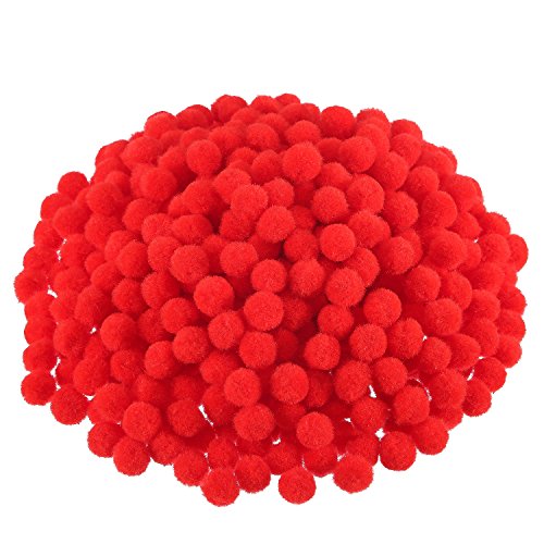 Book Cover Pompoms for Craft Making and Hobby Supplies, 500 Pieces, 1.2 cm/ 0.5 Inch (Red)