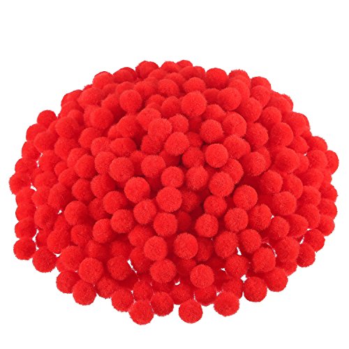 Blulu 500 Pcs 0.5 Inch Polypropylene Pompoms for Craft Making, Small Pom Poms Balls Art and Craft DIY Decorations(Red)