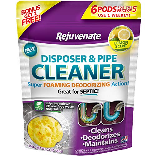 Rejuvenate Garbage Disposal and Drain Pipe Cleaner Powerful Foaming Action and Removes Garbage Disposal Smells 6 Unit Pack Lemon Scent