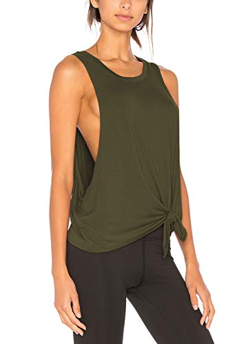Bestisun Womens Sexy Workout Tank Tops Yoga Clothes Tie Knot Athletic Gym Shirts Crop Tops