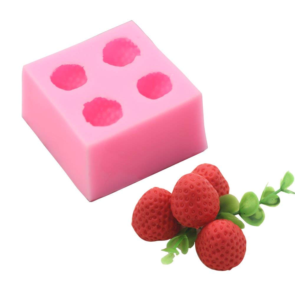 3D Full-size Strawberry Silicone Mold - MoldFun Large Strawberry Mold for Fondant, Gum Paste, Cake Topper Decorating, Chocolate, Candy, Ice Cube, Jello, Polymer Clay, Crayon