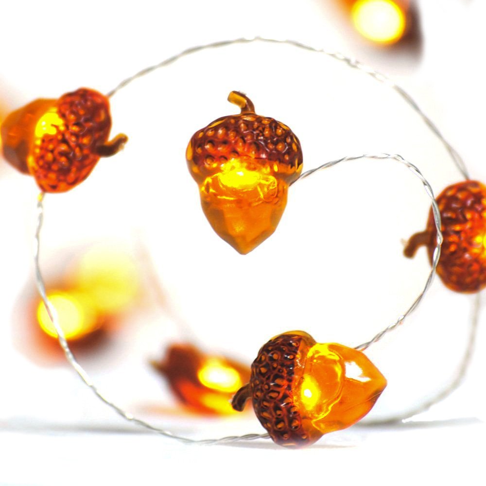 Book Cover BOHON Thanksgiving Decorations Acorn Lights String 10ft 40 LEDs Fairy String Lights Battery Operated with Remote Fall Lights for Home Autumn Garland Bedroom Christmas Tree Halloween Party Decor