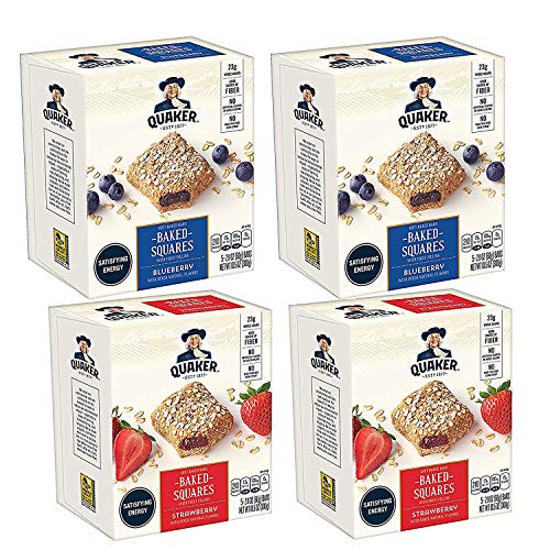 Book Cover Quaker Baked Squares, Soft Baked Bars, Strawberry & Blueberry (20 Pack)Packaging May Vary