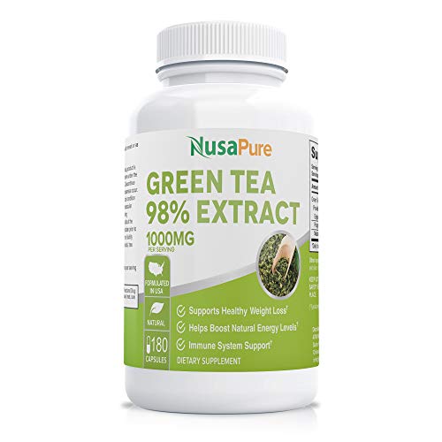 Book Cover Green Tea Extract 98% 1000mg with EGCG 180 Capsules (Non-GMO & Gluten Free) Max Potency for Weight Loss & Metabolism Boost - Natural Caffeine for Gentle Energy