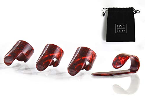 EPIC berry Thumb and Finger Picks - Medium Red - Best for Fingerstyle Acoustic Guitar, Banjo or Ukulele. Includes a Pouch.