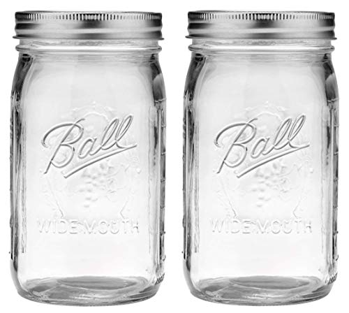 Book Cover Ball Mason Jar-32 oz. Clear Glass Ball Wide Mouth-Set of 2