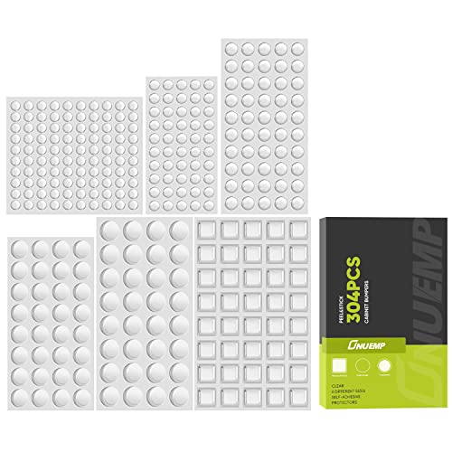 304pcs Cabinet Door Bumpers Clear, ONUEMP Adhesive Rubber Feet Silicone, Sound Dampening Door Slam Stopper Non Slip Furniture Pads Wall Protector for Cutting Board, Door, Drawers, Glass Cabinet