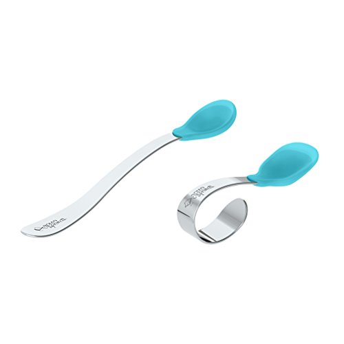 green sprouts Learning Spoon Set | Parent feeds while baby learns | Includes self-feeding spoon for baby to learn & feeding spoon for adult, shovel spoon tip, silicone tip, dishwasher safe