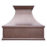 SINDA 30"W x 30"H Wall Mount Hand-Crafted Copper Range Hood for Kitchen with SUS304 Liner and Baffle Filter, Light Hammered-Antique Copper, H7LW3030