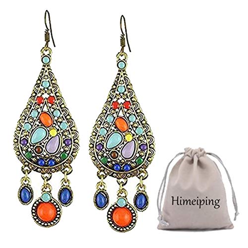 Ethnic Retro Bohemian Droplets Color Dress Mexico Gypsy Dangle Earrings