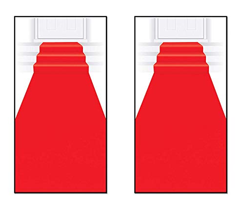 Beistle Novelty Red Carpet Aisle Runners 2 Piece – Awards Night VIP Hollywood Party Supplies - Christmas Runway Rug for Holiday Parties – Wedding Entrance Decor