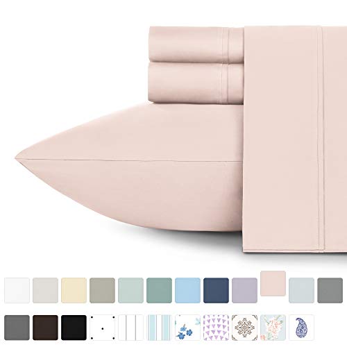 Book Cover California Design Den 400 Thread Count 100% Cotton Sheet Set, Blush Twin XL Sheets 3 Piece Set, Long-Staple Combed Pure Natural Cotton Bedsheets, Soft & Silky Sateen Weave