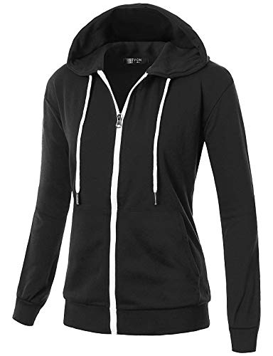 Book Cover GIVON Womens Comfortable Long Sleeve Lightweight Zip-up Hoodie with Kanga Pocket(XS~4XL)