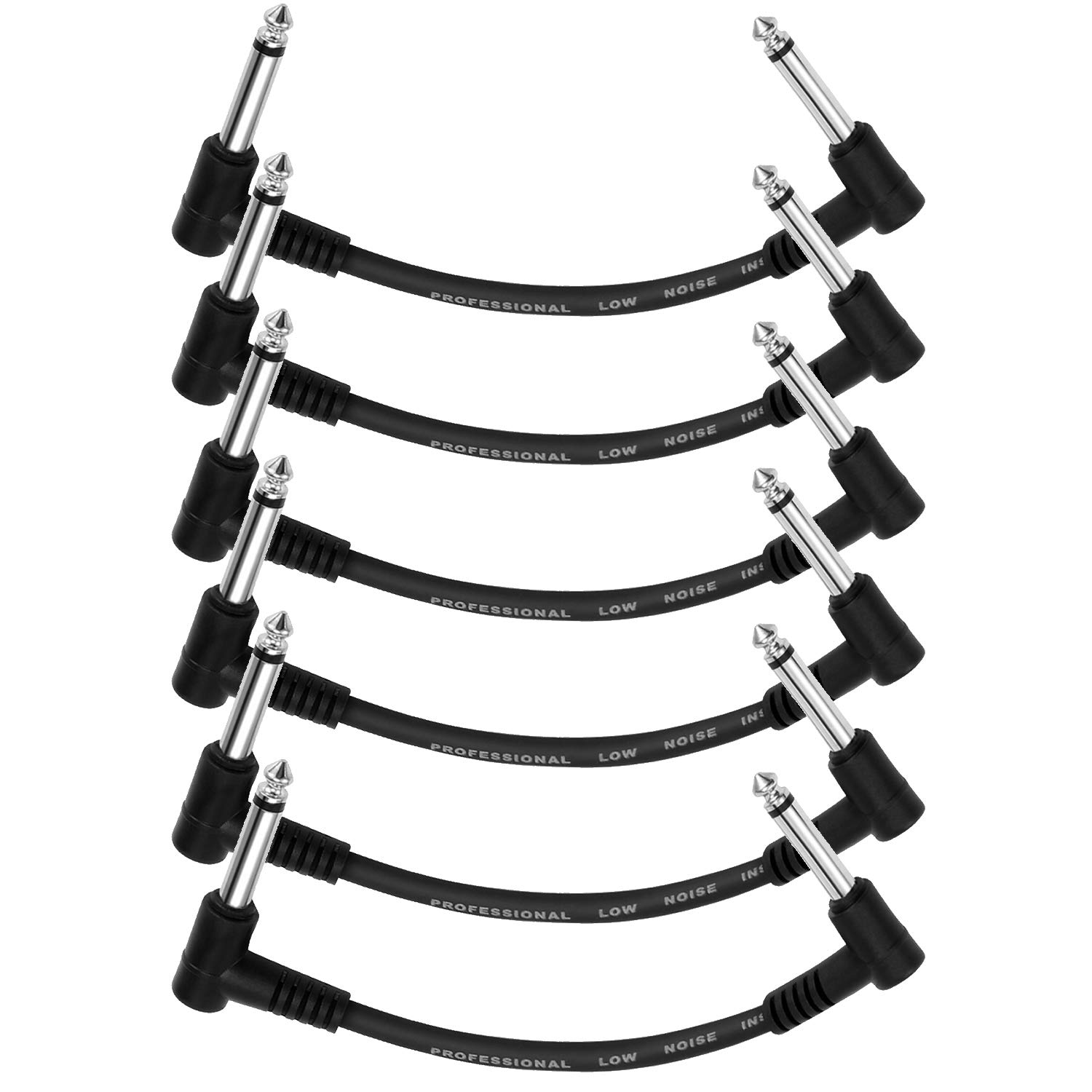 Donner 6 Inch Guitar Patch Cable Guitar Effect Pedal Cables Black 6 Pack 6 Inch-6 Pack Black