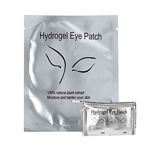 Book Cover Under Eye Eyelash Extension Gel Patches Kit, Lint Free Eye Mask Pads Lash Extension Beauty Tool with Transparent Cosmetic Bag 100 Pairs