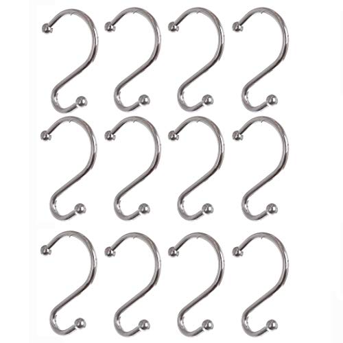 BINO Rust Proof Shower Curtain Hooks - Chrome, Set of 12 Shower Curtain Rings - Shower Hooks for Curtain Shower Rings