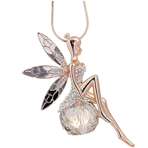 Butterfly Crystal Necklace,Han Shi Luxury Lovely Wings Sweater Long Chain Necklace Jewelry
