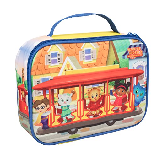 Book Cover Daniel Tiger's Neighborhood - Insulated Durable Lunch Bag Tote, Reusable Lunch Box with Handle - Trolley with Friends - Great for School, Day Care, Camp, & Travel