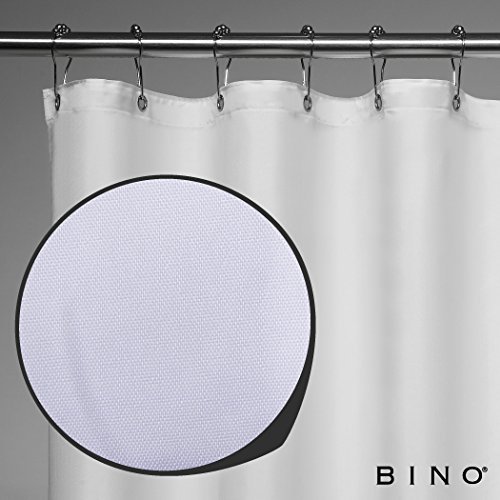 BINO 'Pearl' Fabric Shower Curtain - 70" x 72" - White Shower Curtain Fabric, Shower Curtains for Bathroom Shower Curtains Bathroom Curtain