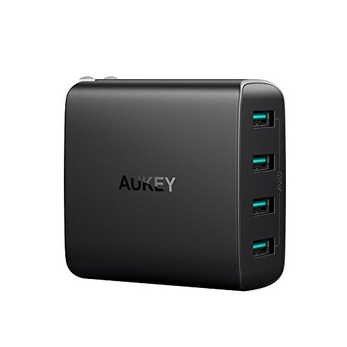 AUKEY USB Wall Charger with 4-Ports 40W / 8A Output & Foldable Plug, Compatible iPhone Xs/XS Max/XR, Samsung Galaxy Note8 / S8, iPad Pro/Air 2 / Mini 4 and More